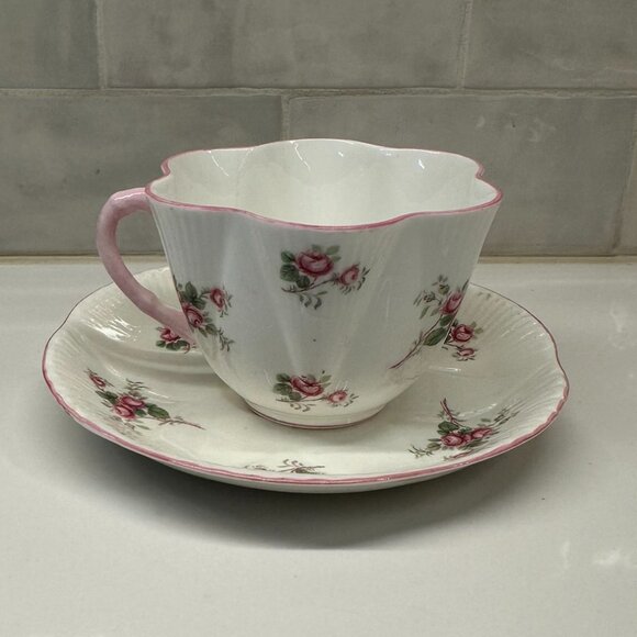 VTG SHELLEY England BRIDAL ROSE BONE CHINA TEA CUP & SAUCER COTTAGECORE FLORAL - Picture 1 of 8